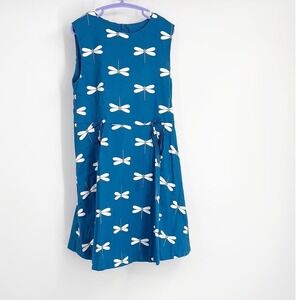 Jacadi Paris Girls Dress Blue Dragonfly Print Sleeveless Kids Casual size 10